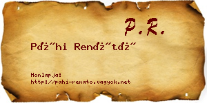 Páhi Renátó névjegykártya